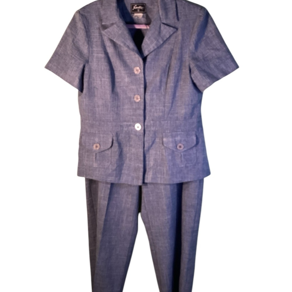 Sweet Suit‎ Blue Tailored Pantsuit with Structured Shoulders Size 16